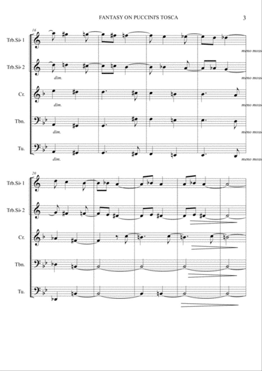 Fantasy on Puccini's Tosca - Brass Quintet Brass Quintet scores gallery preview page 4