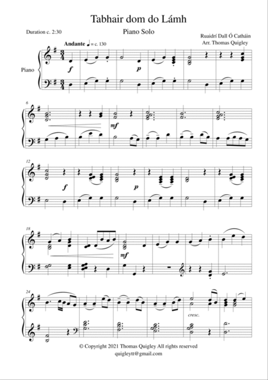 Tabhair dom do Lámh Piano Solo scores gallery preview page 2