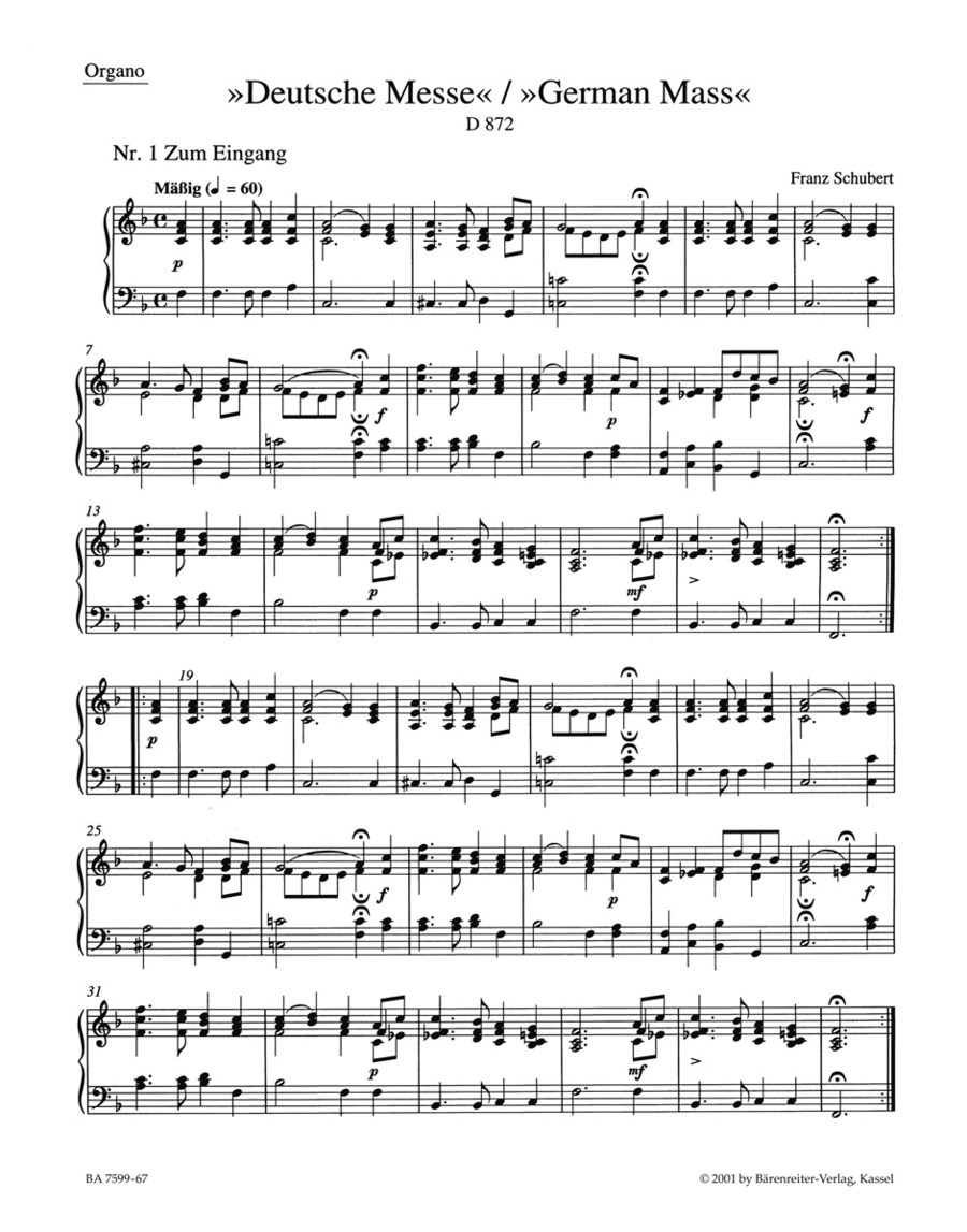 German Mass D 872 Organ scores gallery preview page 1