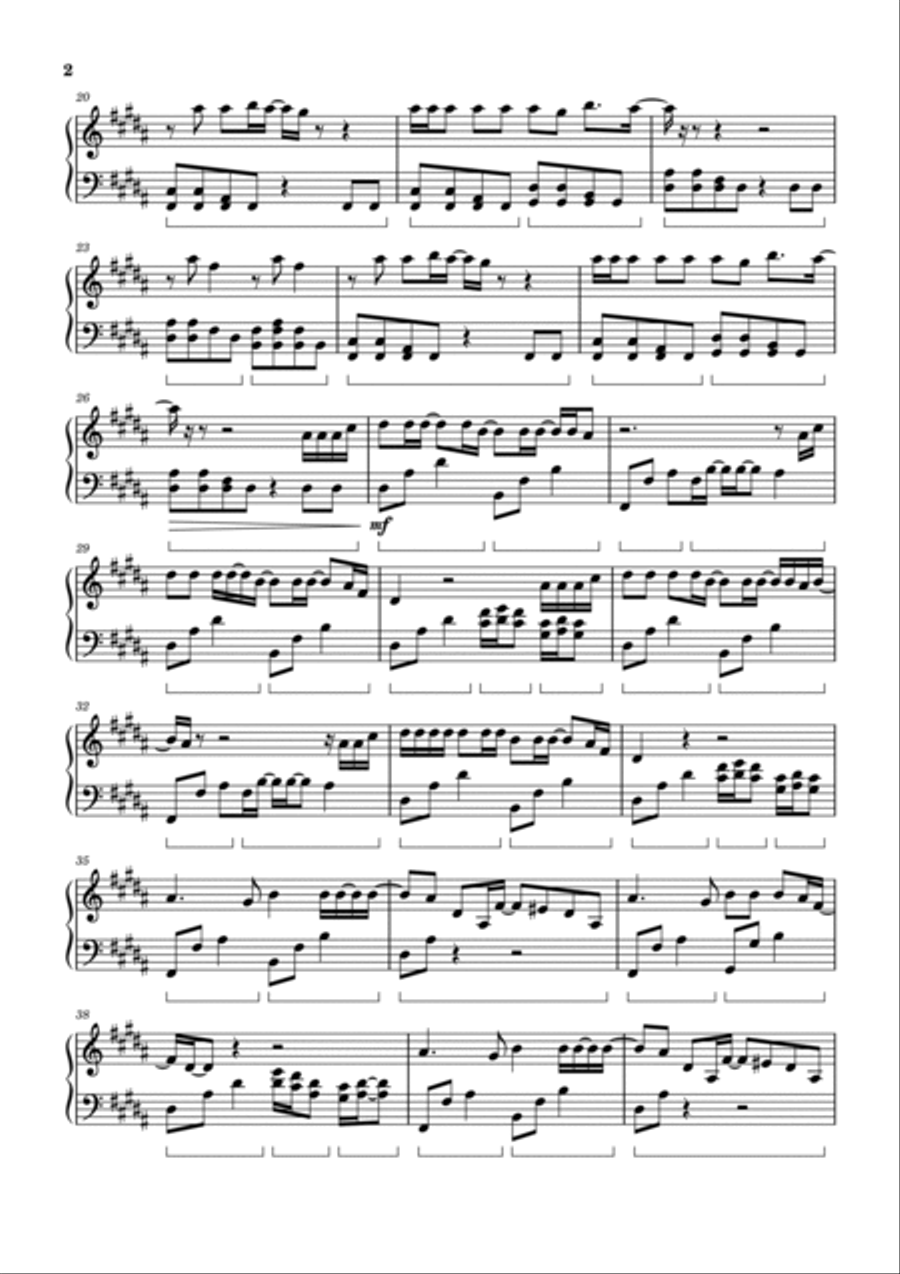 Sober Piano Solo scores gallery preview page 2