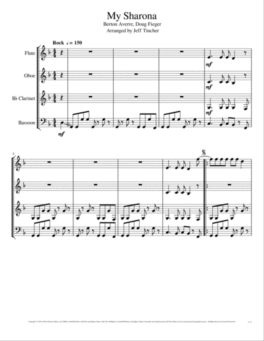 My Sharona Woodwind Quartet scores gallery preview page 2