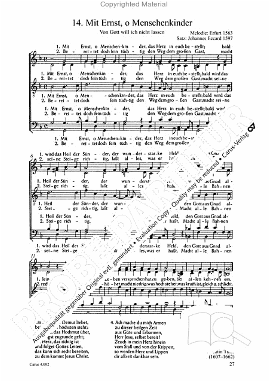 Eccard: 29 Choralbearbeitungen Collection / Songbook scores gallery preview page 28