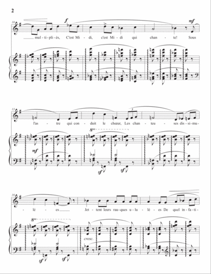 CHABRIER: Les cigales (transposed to G major) Voice scores gallery preview page 3