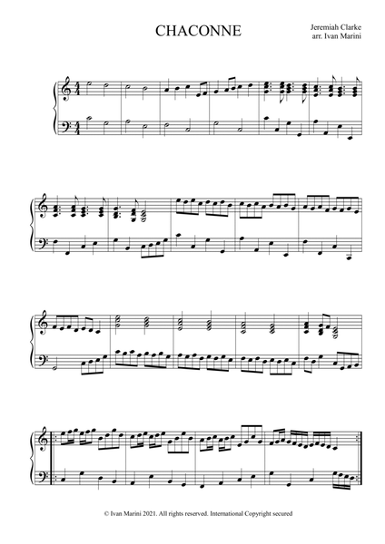 CHACONNE - by Jeremiah Clarke - for Piano or Harp image number null