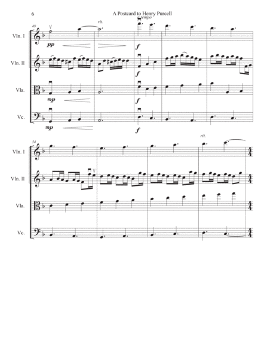 A Postcard To Henry Purcell String Quartet scores gallery preview page 6