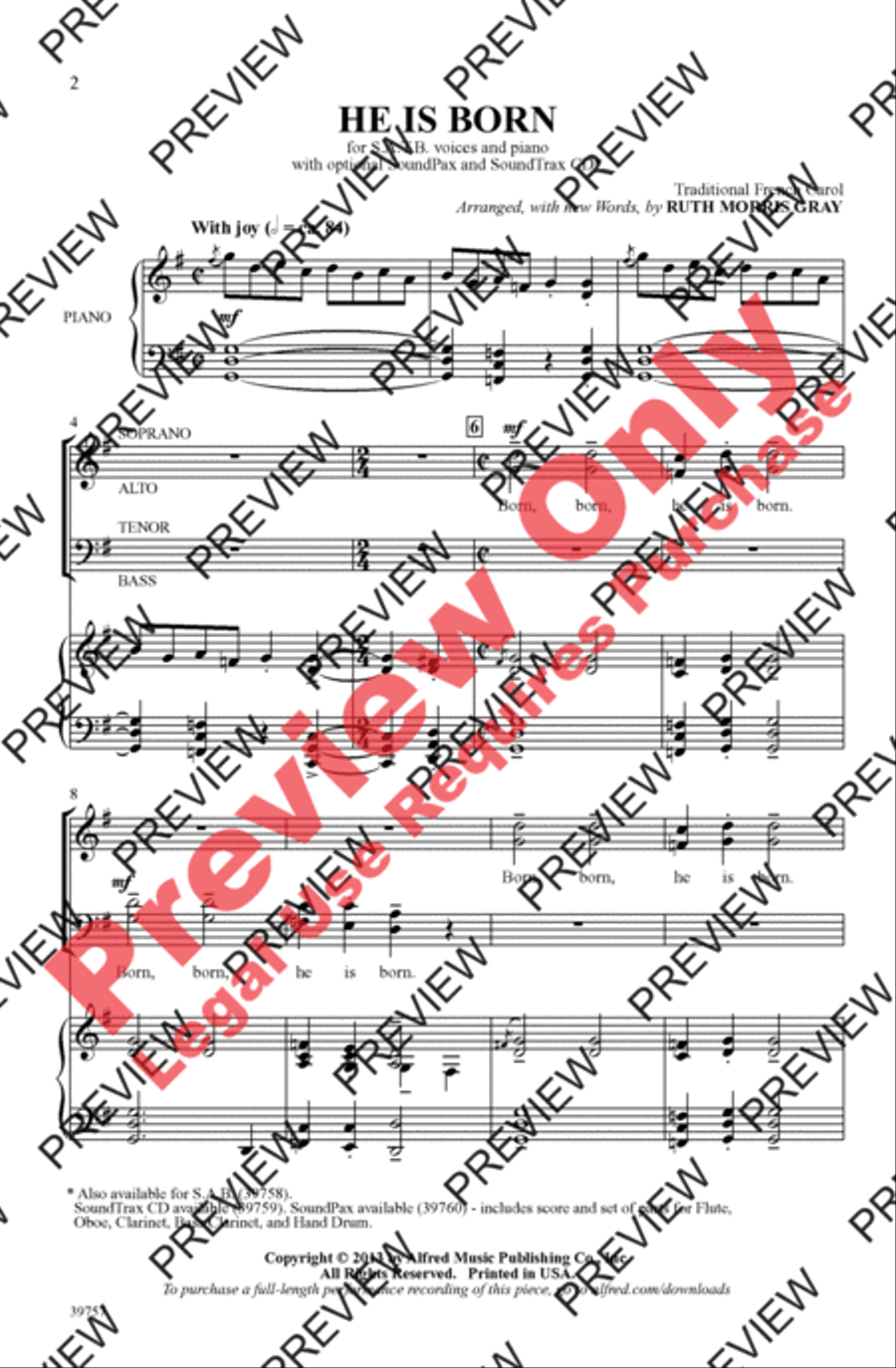 He Is Born 4-Part scores gallery preview page 2