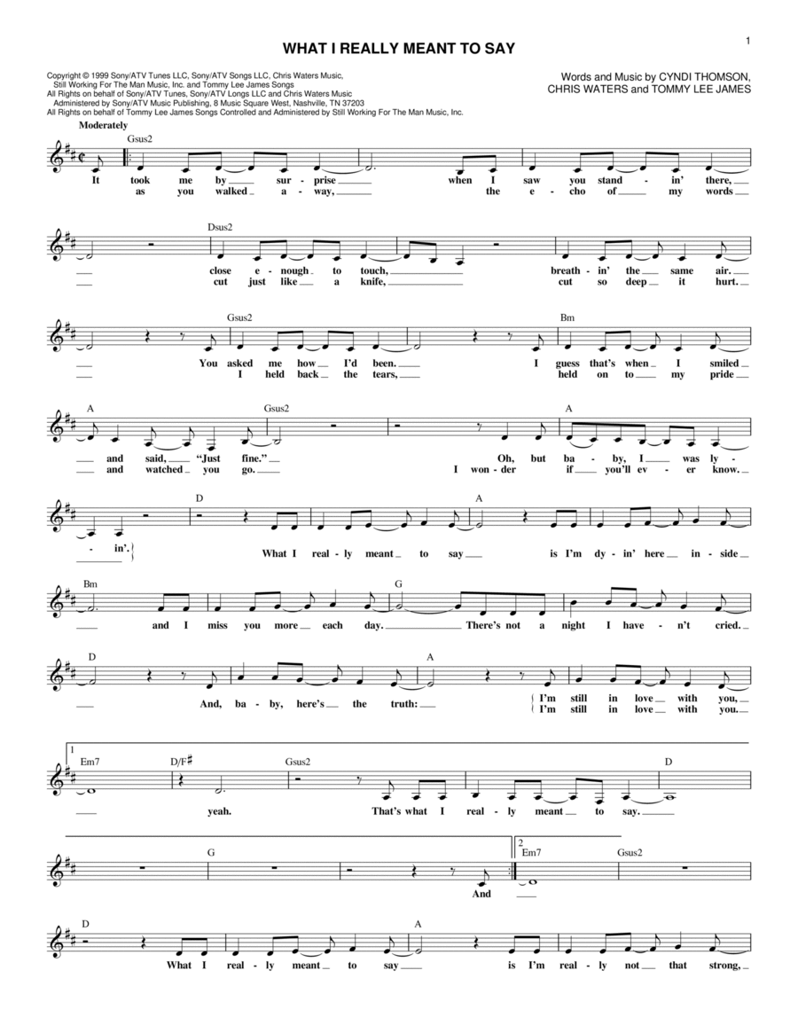 What I Really Meant To Say Piano scores gallery preview page 1