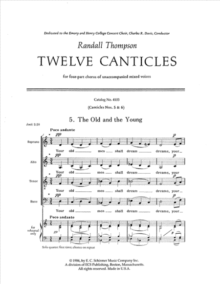 The Old And The Young; I Call to Remembrance (Nos. 5 & 6) from Twelve Canticles