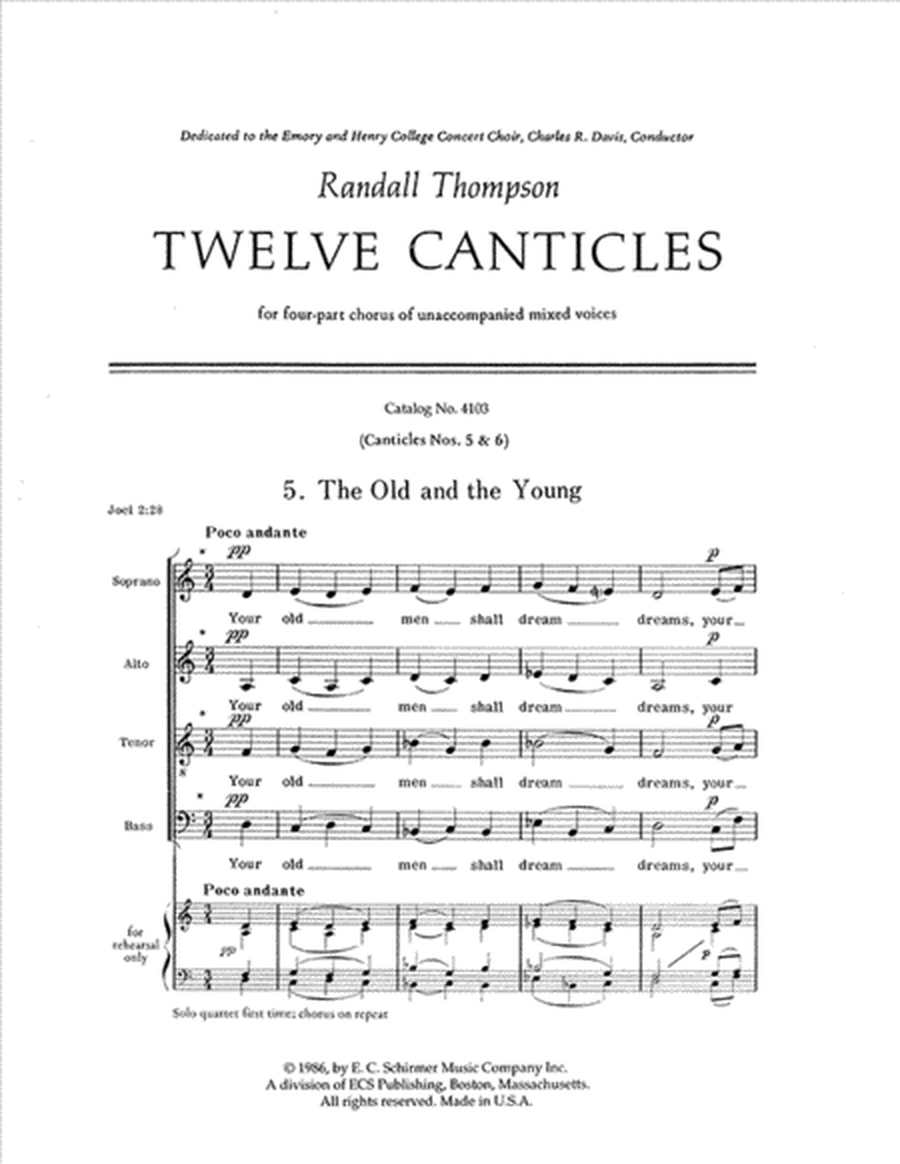 Twelve Canticles: 5. The Old And The Young; 6. I Call to Remembrance