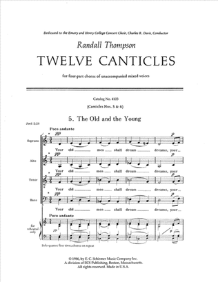 Book cover for Twelve Canticles: 5. The Old And The Young; 6. I Call to Remembrance