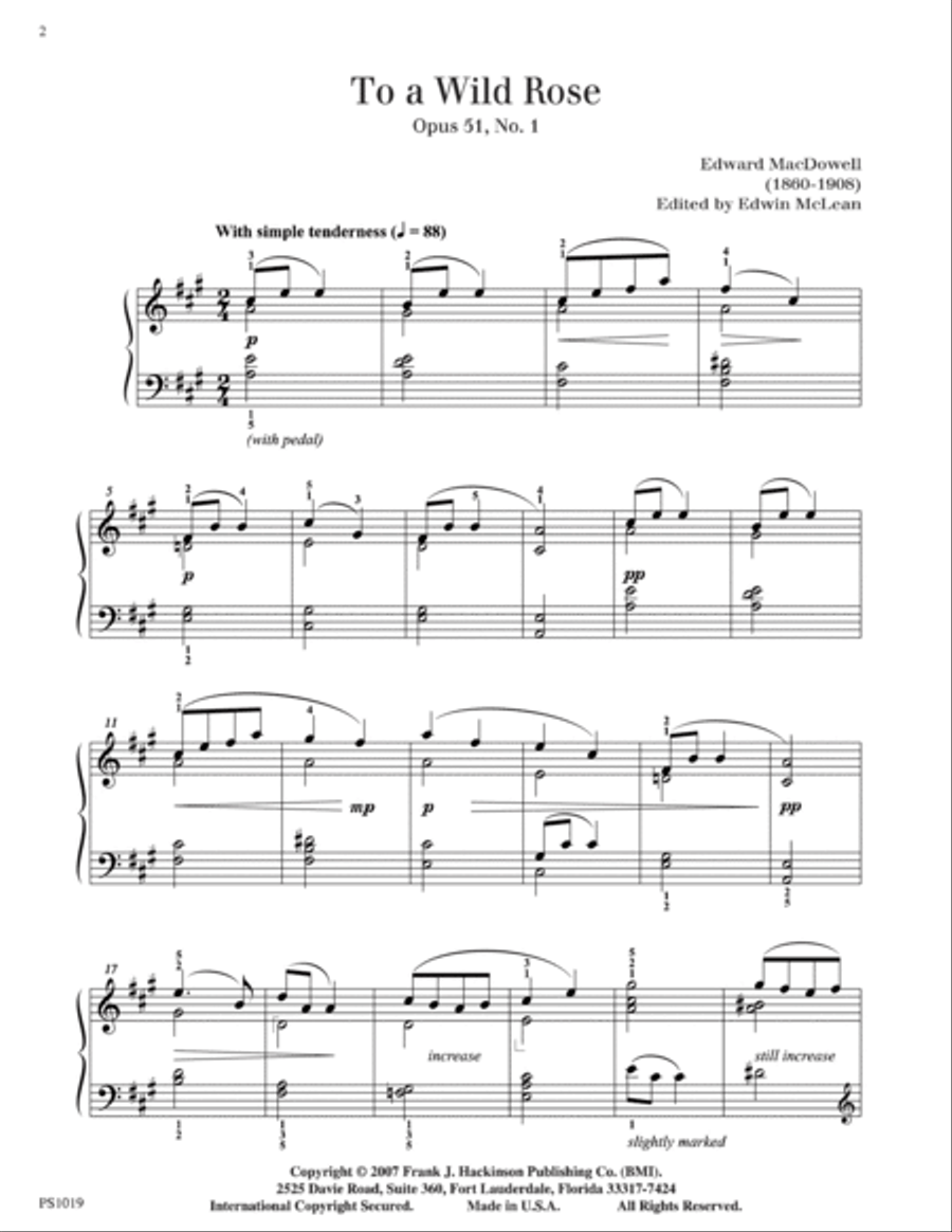 To a Wild Rose, Op. 51, No. 1 Piano Solo scores gallery preview page 2