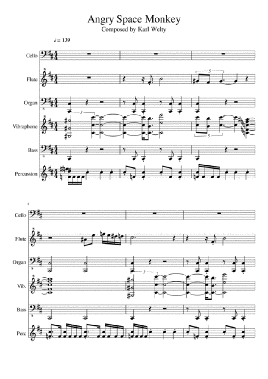 Angry Space Monkey Percussion Ensemble scores gallery preview page 1