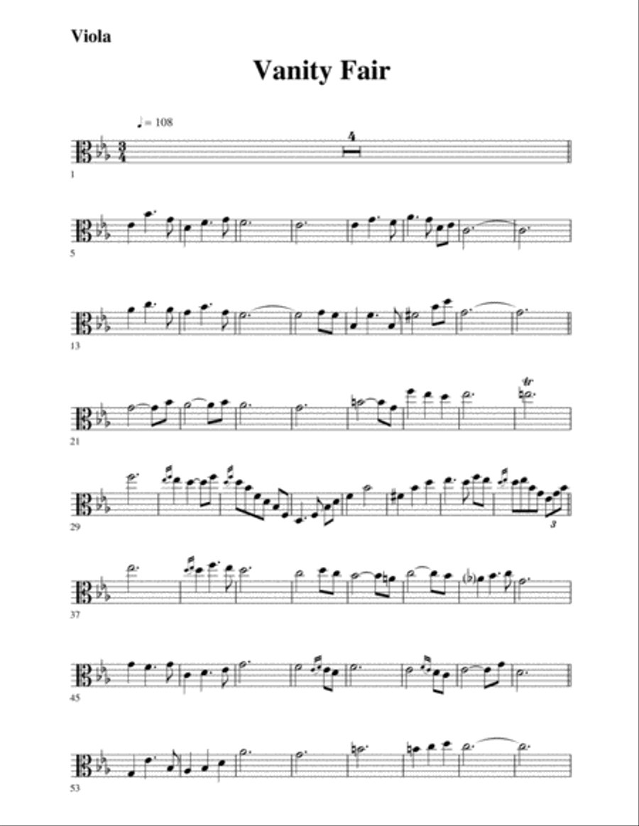 Vanity Fair (Viola part only) Viola Solo scores gallery preview page 1