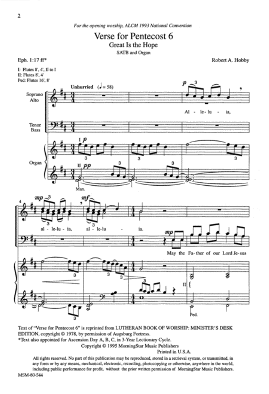 Great Is the Hope (Verse for Pentecost 6) 4-Part scores gallery preview page 2