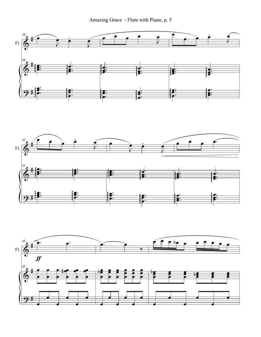 AMAZING GRACE Hymn Sonata (for Flute and Piano with Score/Part) Flute Solo scores gallery preview page 6