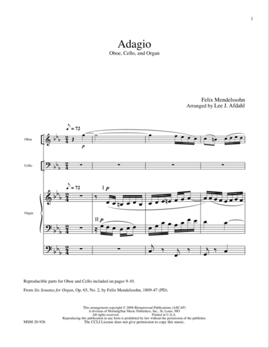 Adagio Oboe scores gallery preview page 1