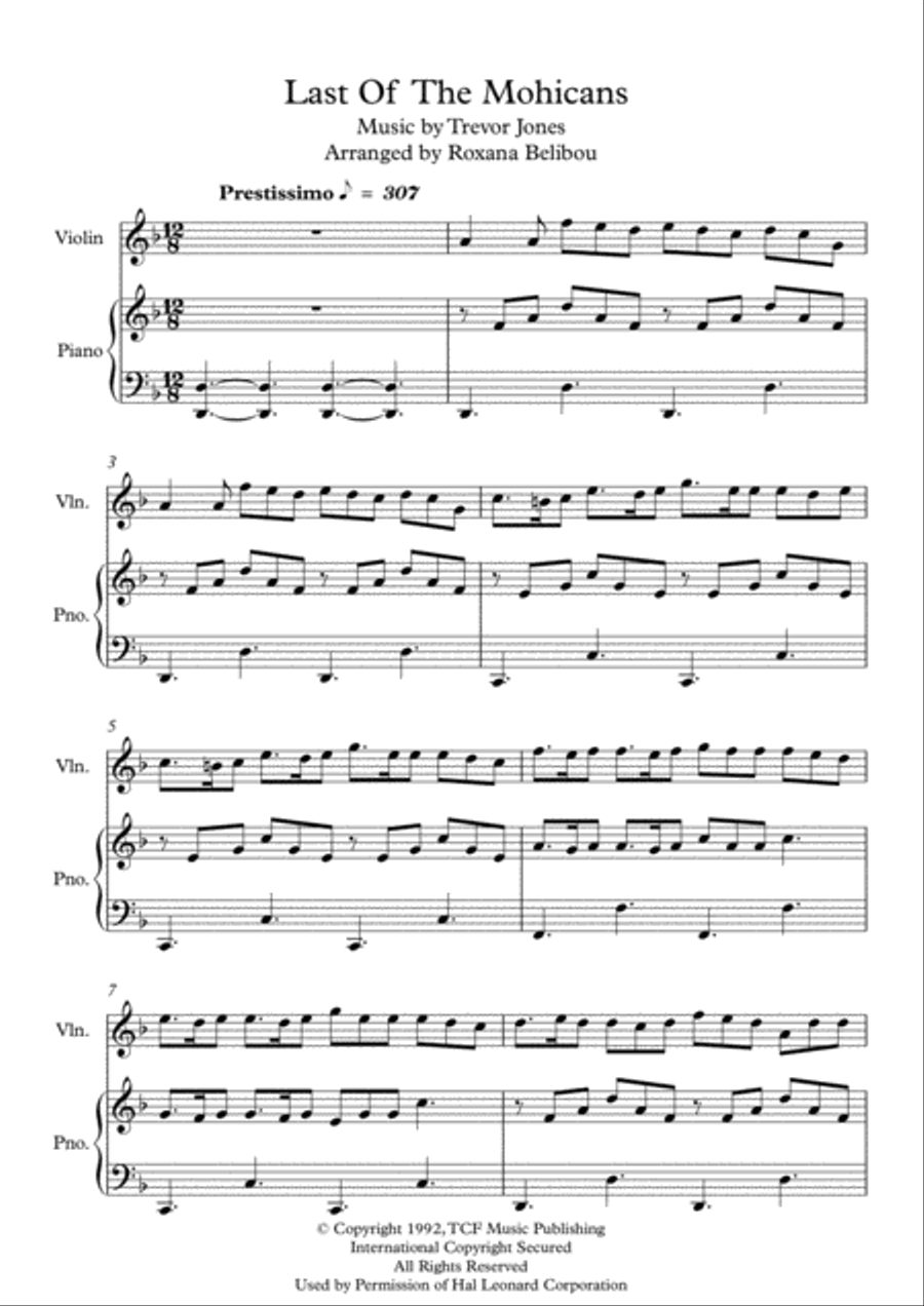 Last Of The Mohicans (main Theme) Flute scores gallery preview page 1