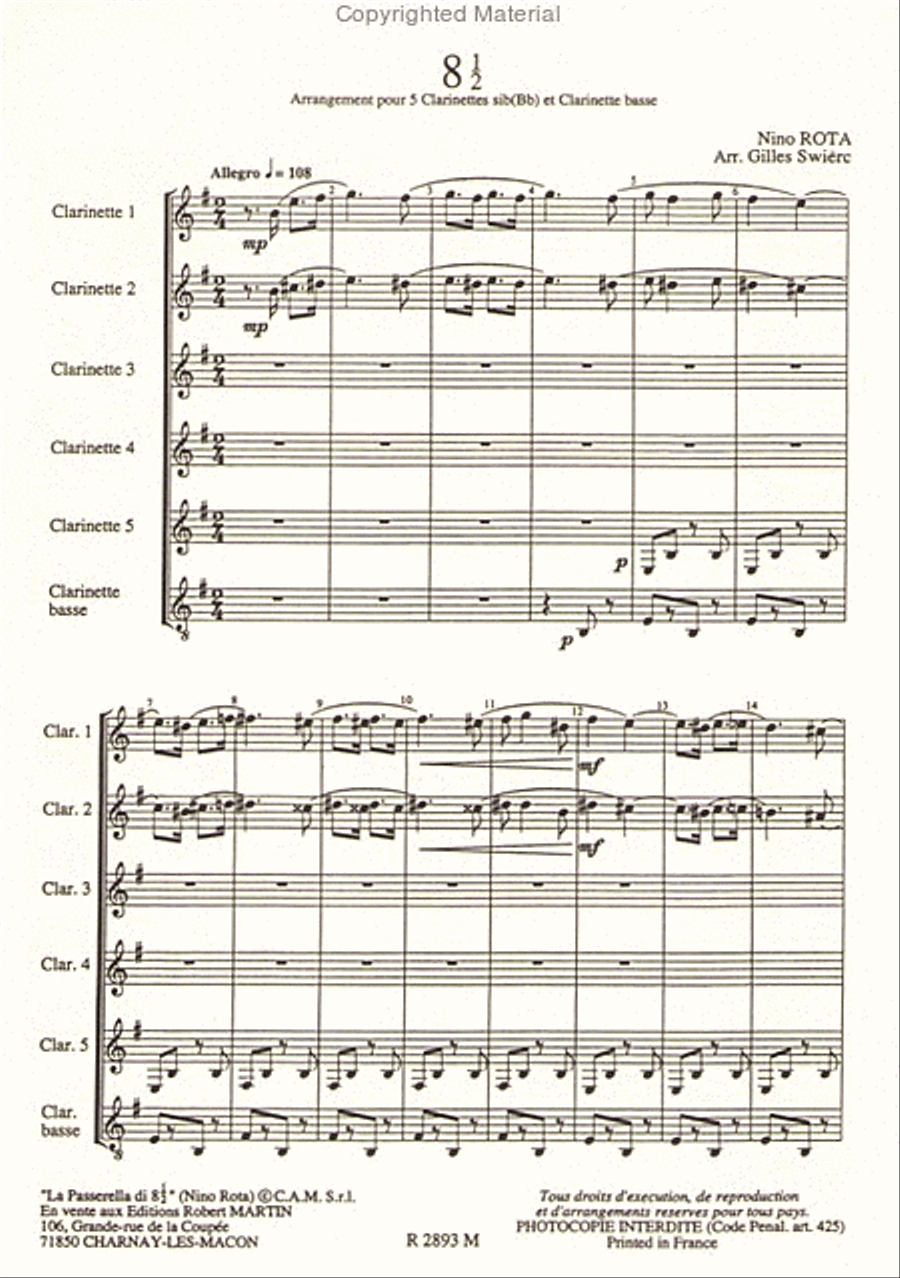 8 et demi Clarinet Quintet scores gallery preview page 2