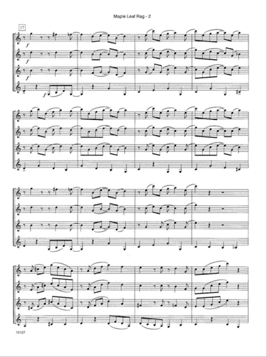 Maple Leaf Rag Clarinet Quartet scores gallery preview page 3