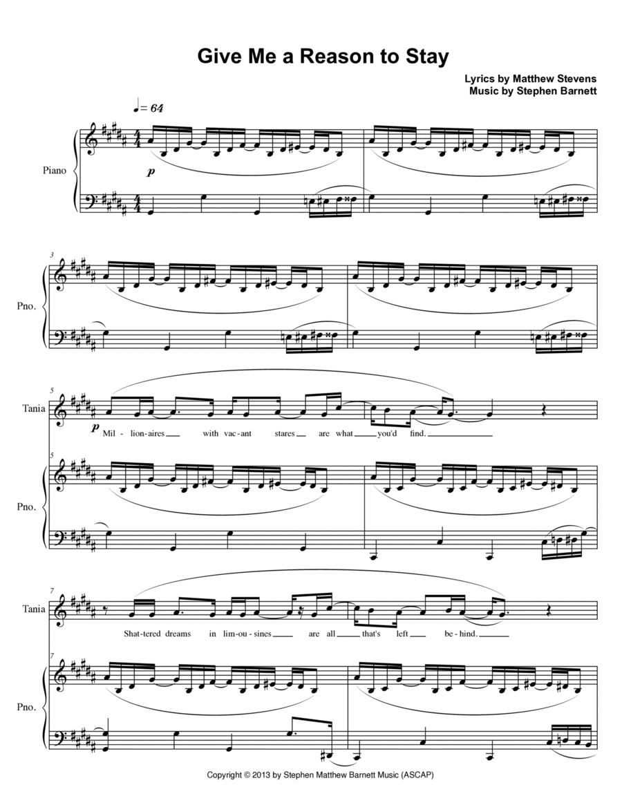 Give Me a Reason to Stay Voice scores gallery preview page 1