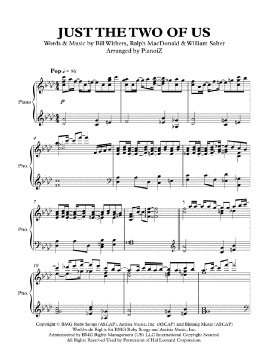 Just The Two Of Us Piano Solo scores gallery preview page 1