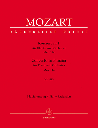 Book cover for Concerto for Piano and Orchestra No. 11 F major KV 413(387a)