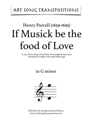 Book cover for PURCELL: If Musick be the food of Love, Z. 379 (first setting, transposed to G minor)