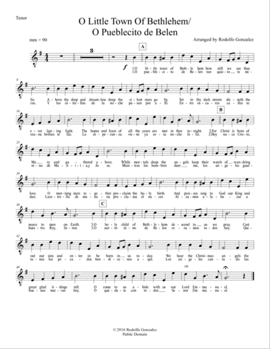 O Little Town Of Bethlehem/O Pueblecito De Belen for Mariachi Ensemble Small Ensemble scores gallery preview page 4