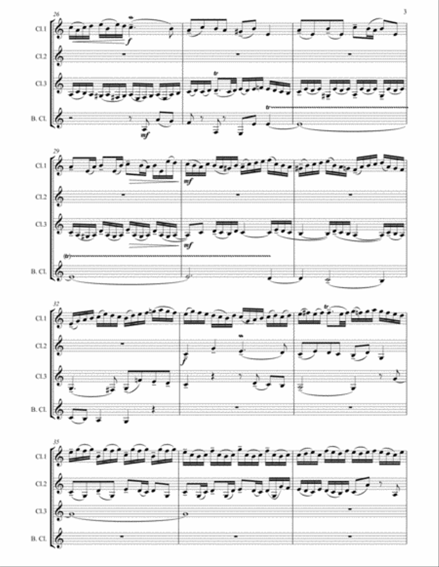 Little Fugue in G minor arranged for Clarinet Quartet Clarinet Quartet scores gallery preview page 4