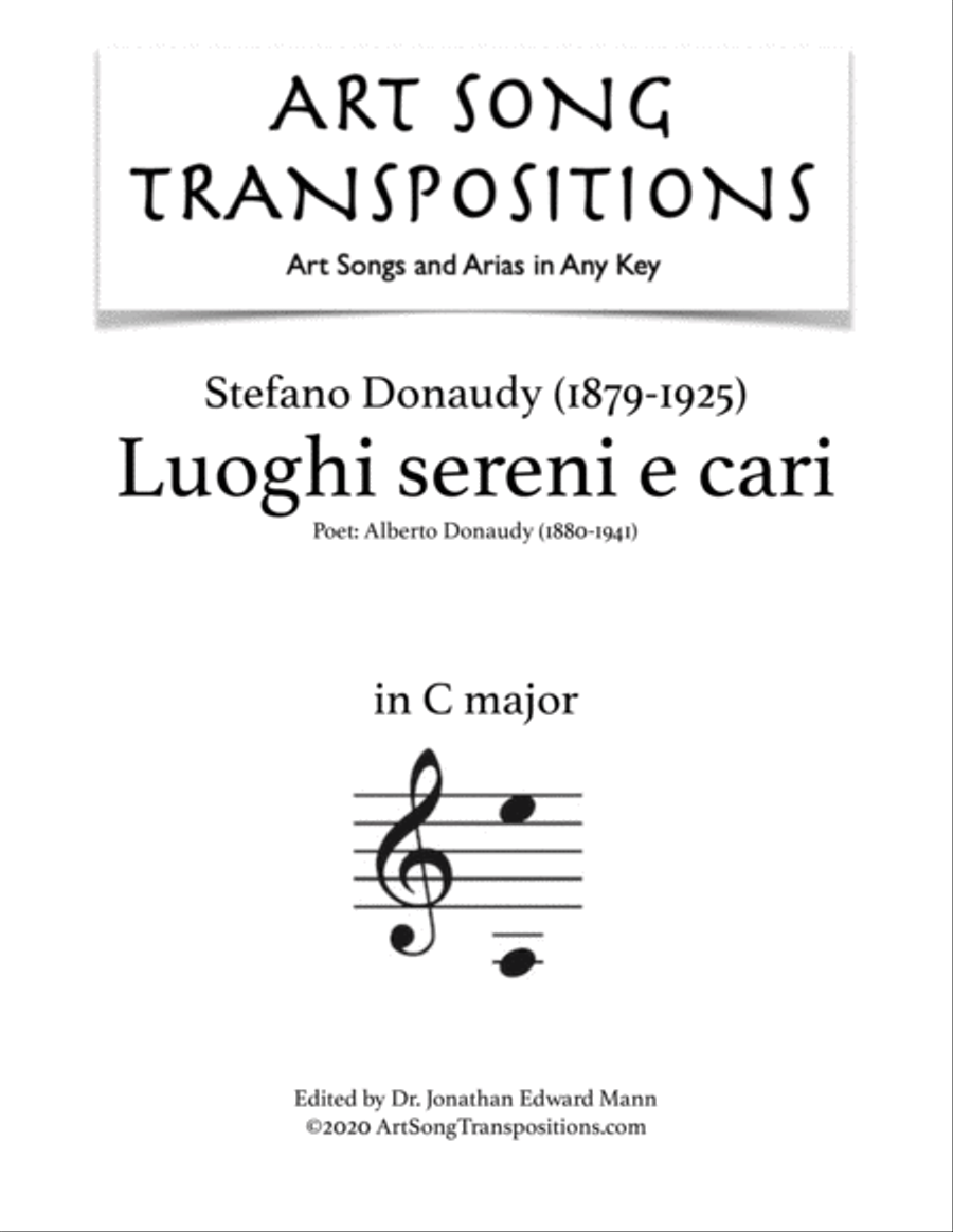 DONAUDY: Luoghi sereni e cari (transposed to C major) Voice scores gallery preview page 1