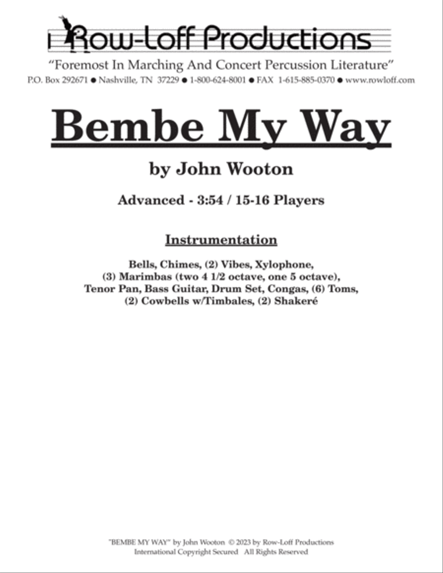 Bembe My Way Percussion Ensemble scores gallery preview page 2