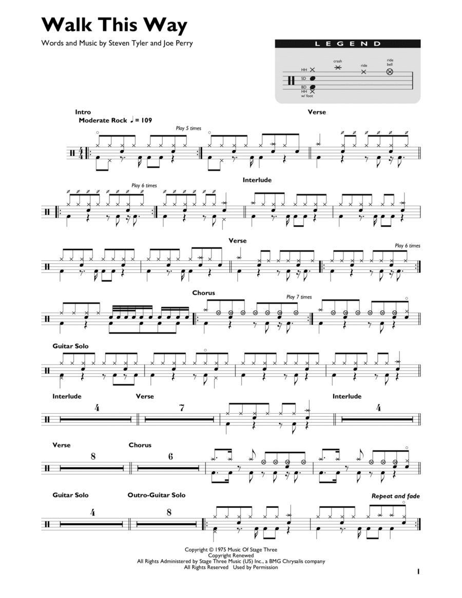 Walk This Way Drum Set scores gallery preview page 1