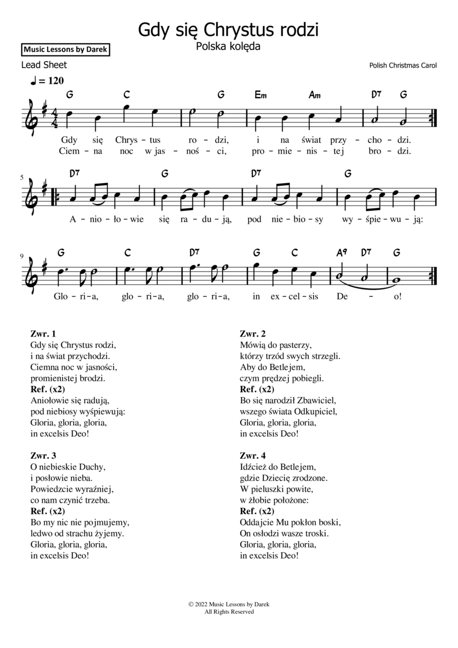 Gdy się Chrystus rodzi (Polish Christmas Carol) [Lead Sheet] Piano scores gallery preview page 1