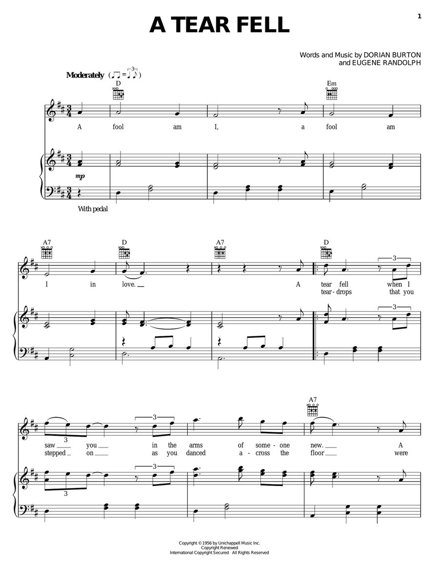 A Tear Fell A Tear Fell Acoustic Guitar scores gallery preview page 1