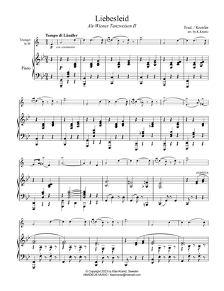 Book cover for Liebesleid for trumpet in Bb and piano (G Minor)