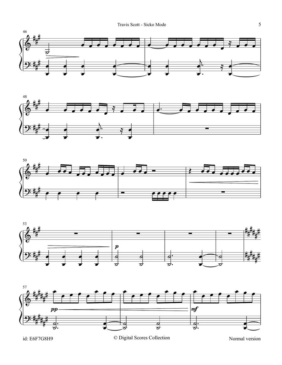 Sicko Mode Piano Solo scores gallery preview page 5