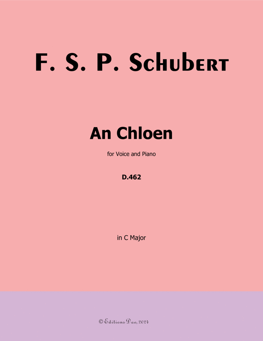 An Chloen, by Schubert, in C Major Voice scores gallery preview page 1