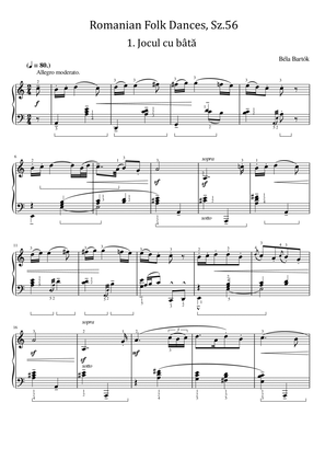 Béla Bartók - Romanian Folk Dances, Sz.56 - 6 dances - Original With Fingered For Piano Solo