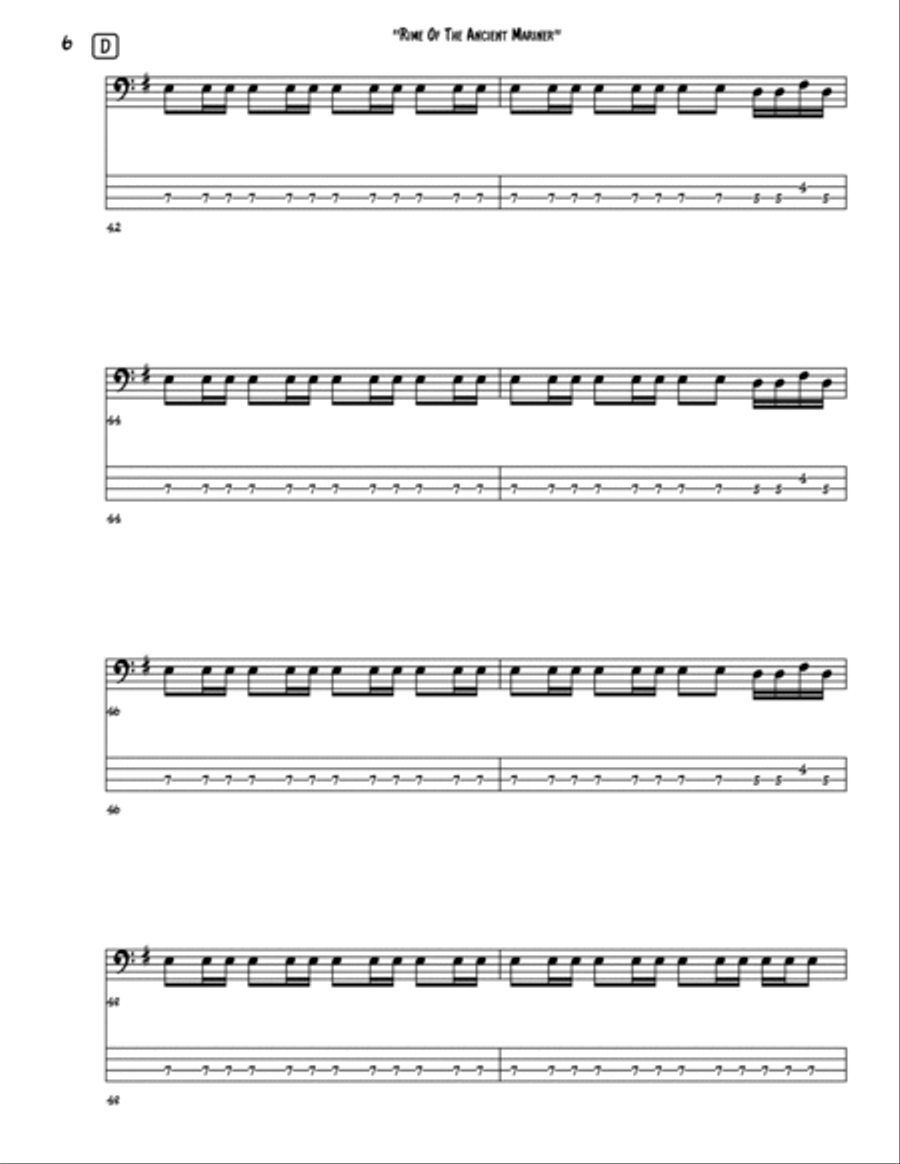 Rime Of The Ancient Mariner Bass Guitar scores gallery preview page 6