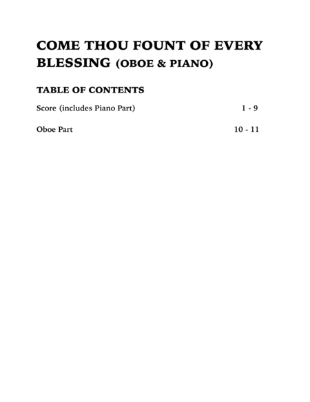 Come Thou Fount of Every Blessing (Oboe and Piano) image number null