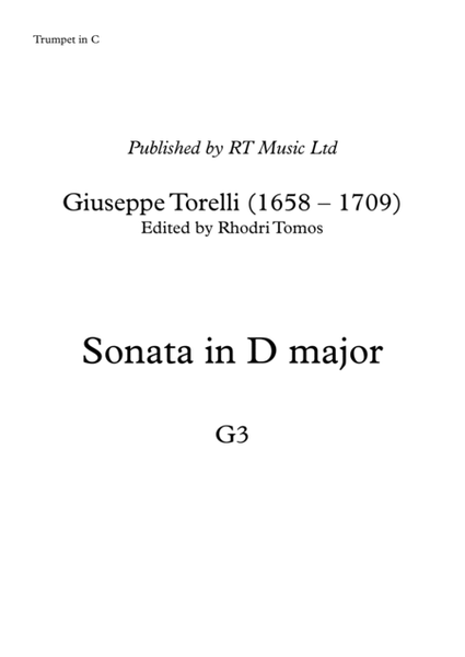 Torelli G3 Sinfonia in D major. Solo trumpet parts.
