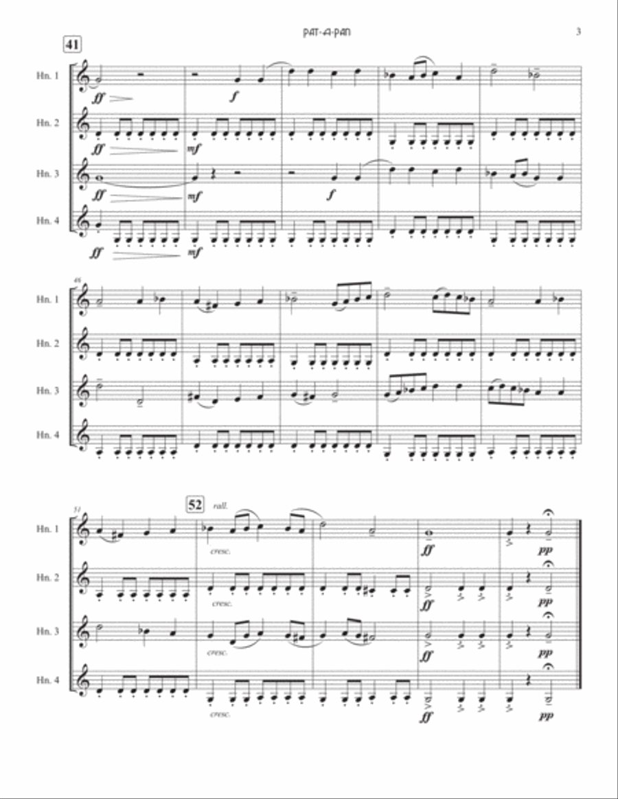 Pat-A-Pan for Horn Quartet Pat-A-Pan for Horn Quartet French Horn Quartet scores gallery preview page 4