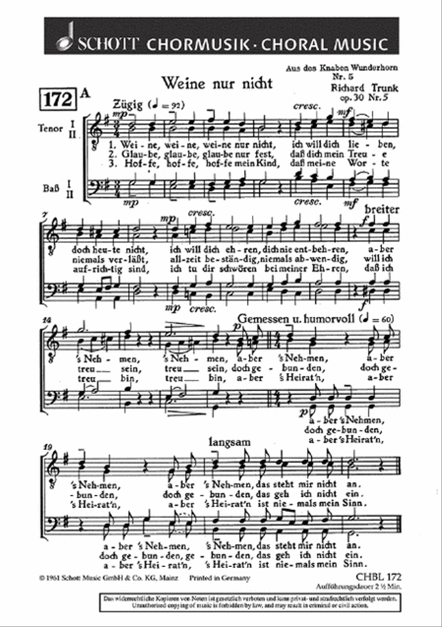 Weine Nur Nicht/biwak Men's Choir scores gallery preview page 1