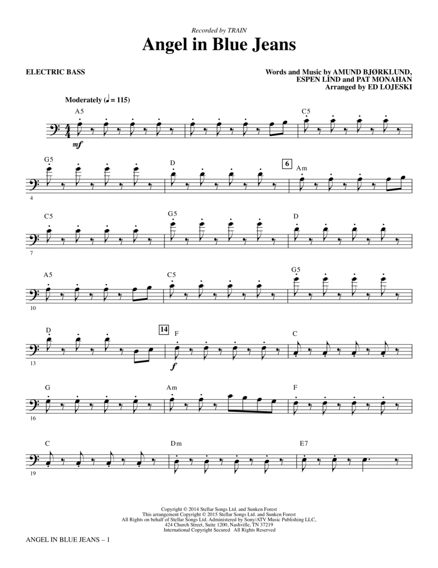 Angel in Blue Jeans - Electric Bass Choir scores gallery preview page 1