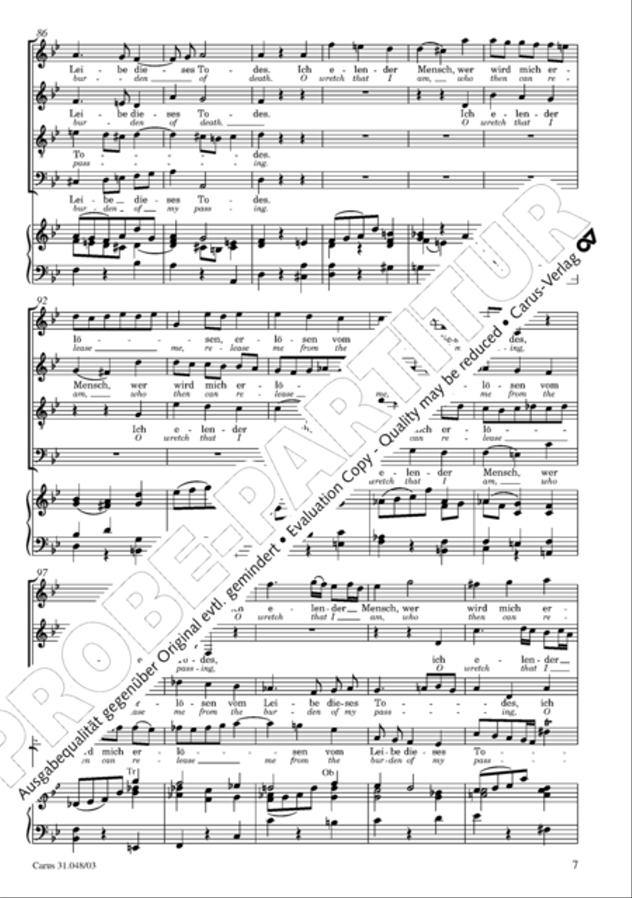 O wretch that I am, who then can release me (Ich elender Mensch, wer wird mich erlosen) 4-Part scores gallery preview page 8