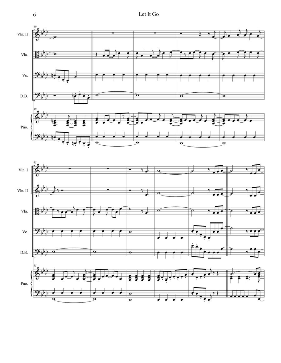 Let It Go (from Frozen) Piano Quintet scores gallery preview page 6