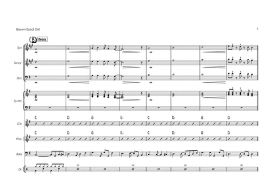 Brown Eyed Girl Jazz Ensemble scores gallery preview page 3