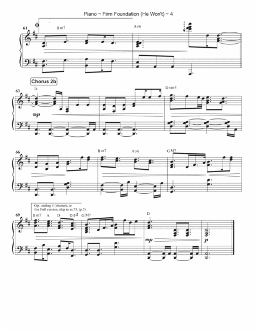 Firm Foundation (He Won't) Piano Solo scores gallery preview page 5