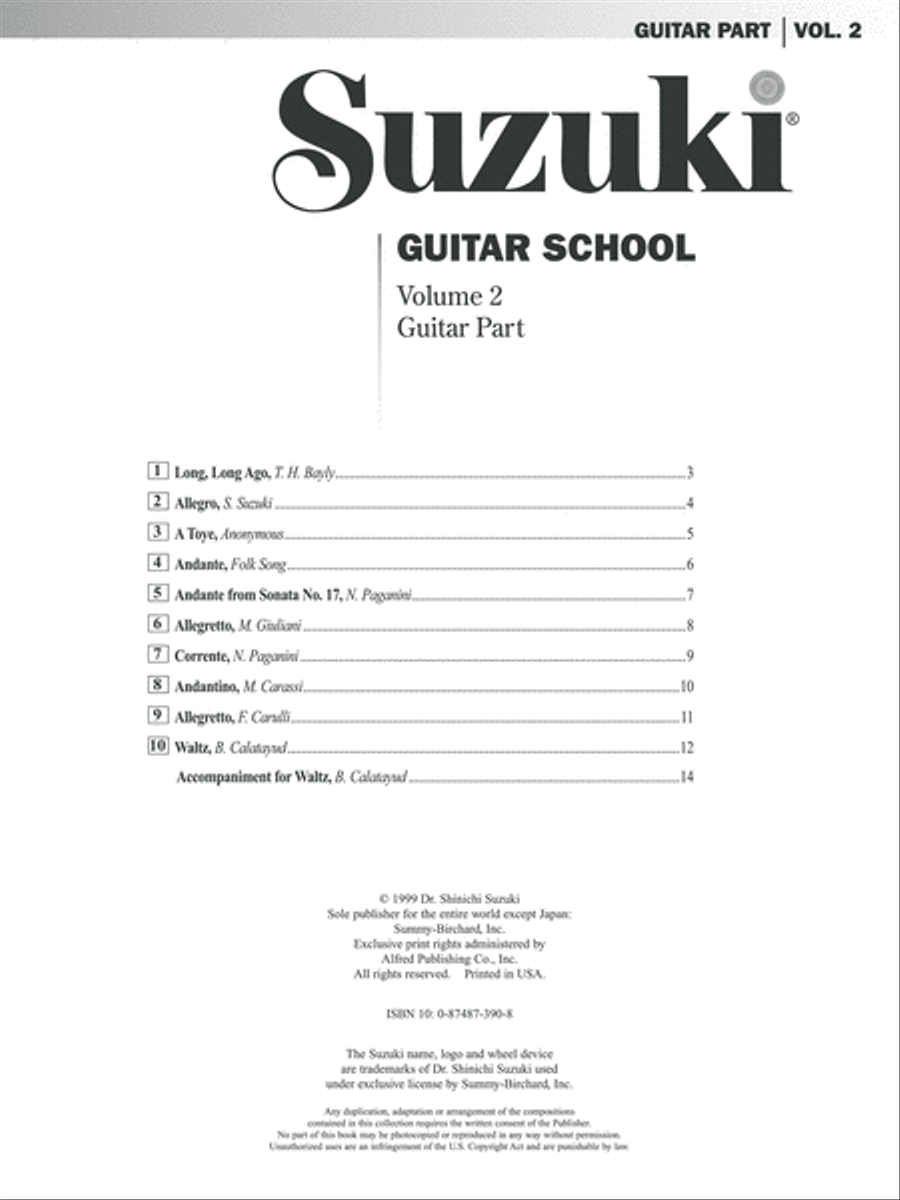 Suzuki Guitar School, Volume 2