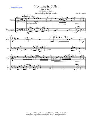 NOCTURNE Op.9 No.2 String Duo Intermediate Level for violin and cello